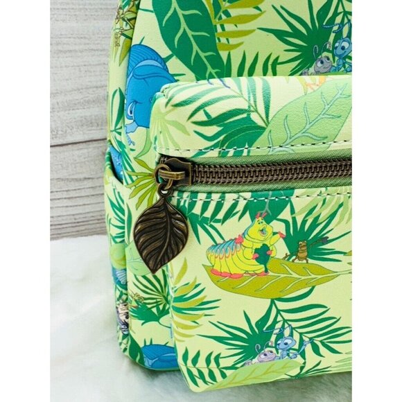 Loungefly Disney A Bugs Life Heimlich Floral Leaf Allover Print Mini Backpack